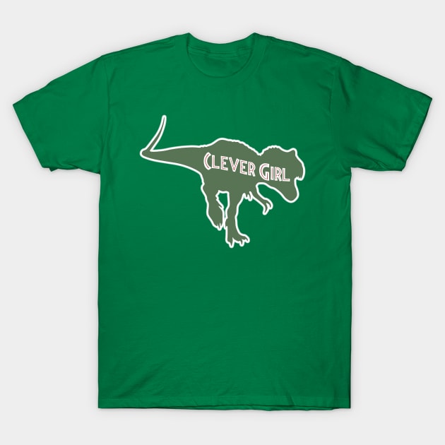 Velociraptor Clever Girl Raptor Jurassic Dinosaur T-Shirt by Grassroots Green